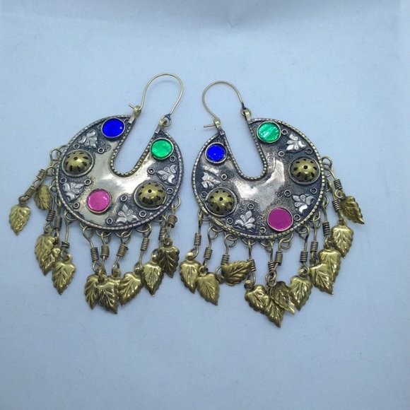 Afghan Kuchi Handmade Earring,Tribal Hoop Earrings, Ethnic Jewelry,Gift ForHer - Picture 5 of 11
